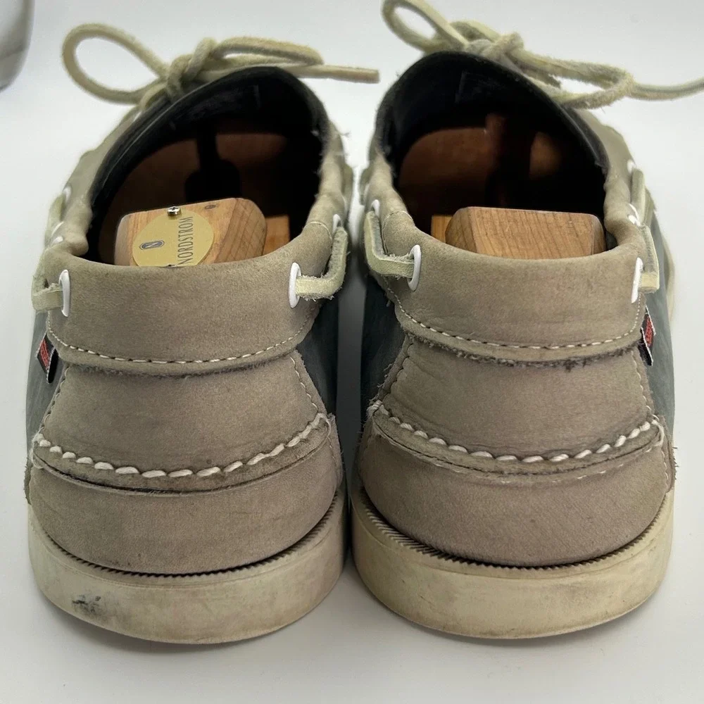 Sebago Docksides Boat Shoes Mens 12 Grey Tan Nubuck Leather Nautical Preppy